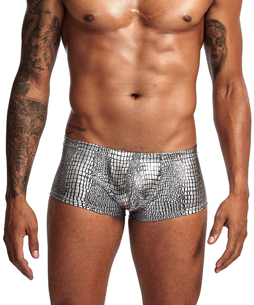 Boxer Briefs Boxer Briefs Mens Underwear Snakeskin Printed Large Size Soft Snake Printed U Convex Underwear - Grey - C718AI6YYZI