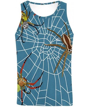 Undershirts Men's Muscle Gym Workout Tank Tops Fitness T-Shirts Cartoon Spiders and Web S - CQ19DW7SOXH