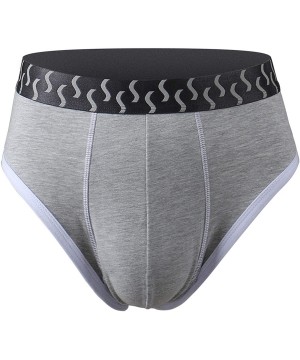 G-Strings & Thongs Men's Comfort Premium Cotton Briefs Solid Color Big and Tall - Grey - CN1922XH4E2