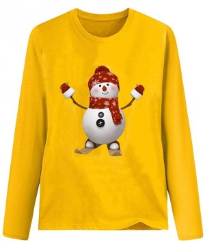 Robes Women's Christmas Plus Size Shirts Casual Pull Sleeve Snowman Print Pullover Solid Loose Fall Blouse Top Tee - F - CA18...