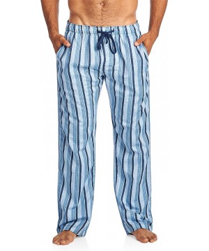 Sleep Bottoms Men's Woven Sleep Lounge Pajama Pants - Lt Blue/Navy - CR185KIWMQL