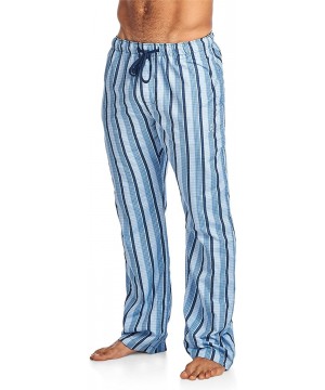 Sleep Bottoms Men's Woven Sleep Lounge Pajama Pants - Lt Blue/Navy - CR185KIWMQL