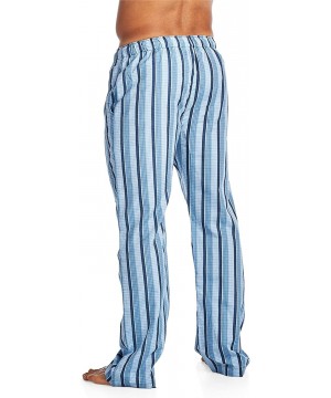 Sleep Bottoms Men's Woven Sleep Lounge Pajama Pants - Lt Blue/Navy - CR185KIWMQL