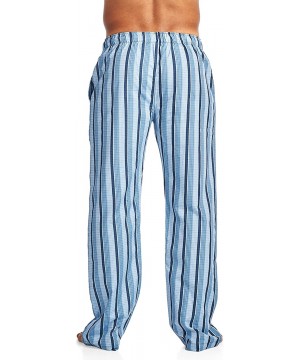 Sleep Bottoms Men's Woven Sleep Lounge Pajama Pants - Lt Blue/Navy - CR185KIWMQL