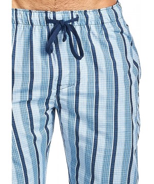 Sleep Bottoms Men's Woven Sleep Lounge Pajama Pants - Lt Blue/Navy - CR185KIWMQL