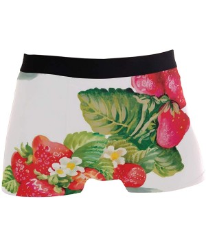 Boxer Briefs Men's Boxer Briefs Watercolor Strawberry Flower Leaf Underwear Comfortable Sport Shorts - CU18UU0OM9R