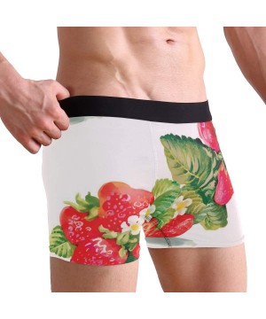 Boxer Briefs Men's Boxer Briefs Watercolor Strawberry Flower Leaf Underwear Comfortable Sport Shorts - CU18UU0OM9R