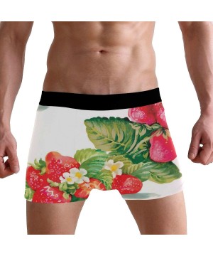 Boxer Briefs Men's Boxer Briefs Watercolor Strawberry Flower Leaf Underwear Comfortable Sport Shorts - CU18UU0OM9R