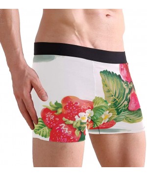 Boxer Briefs Men's Boxer Briefs Watercolor Strawberry Flower Leaf Underwear Comfortable Sport Shorts - CU18UU0OM9R