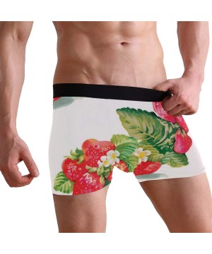 Boxer Briefs Men's Boxer Briefs Watercolor Strawberry Flower Leaf Underwear Comfortable Sport Shorts - CU18UU0OM9R