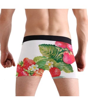 Boxer Briefs Men's Boxer Briefs Watercolor Strawberry Flower Leaf Underwear Comfortable Sport Shorts - CU18UU0OM9R