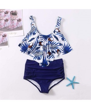 Thermal Underwear Women Two Piece Plus Size Sexy Backless Halter Beach Printed Swimwear Set - Navy - CJ195LQZA2A