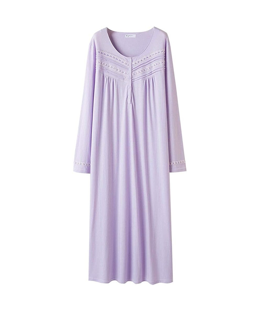 Nightgowns & Sleepshirts Nightgowns for Women All Cotton Soft Lightweight Long Nightshirt Sleepwear Lounge wear for Fall Wint...