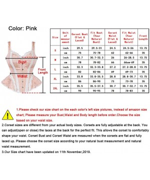 Bustiers & Corsets Women Gothic Vintage Steampunk Boned Lace Overbust Satin Shoulder Strap Corset Bustier Top - Pink - CB18KA...