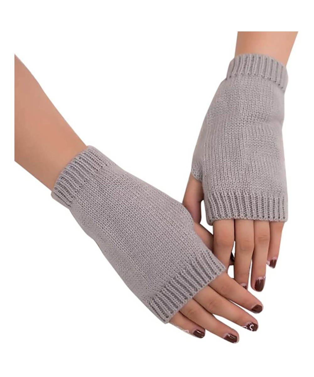 Shapewear Women Girl Knitted Arm Fingerless Warm Winter Gloves Soft Warm Mitten Hot Sale! - Grey - CA18LLK642N