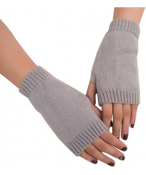 Shapewear Women Girl Knitted Arm Fingerless Warm Winter Gloves Soft Warm Mitten Hot Sale! - Grey - CA18LLK642N