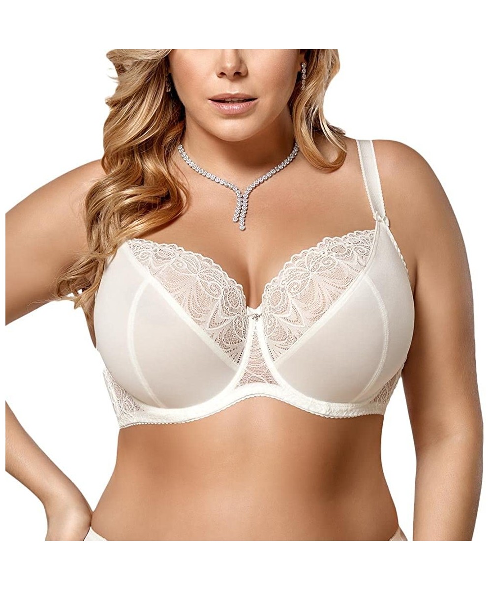 Bras K425 Women's Casablanca Beige Lace Underwired Soft Bra - Cream - CY1809U5EDK