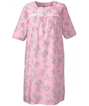 Nightgowns & Sleepshirts Pretty Summer Hospital Nightgown Wrap Back Gowns - Pink Butterfly - CG199U5RN60