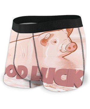 Boxers Mens Panties Good Luck Pig Boxer Shorts Comfort Underwear for Men - Black - CF198R29I5M