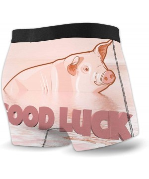 Boxers Mens Panties Good Luck Pig Boxer Shorts Comfort Underwear for Men - Black - CF198R29I5M