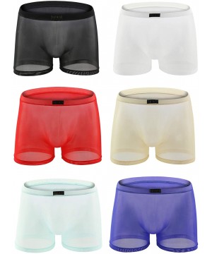 Boxer Briefs Men's Openwork Mesh Boxer Briefs and Breathable Underwear B1686 - 6-pack Mixed Color - CV18TS4YK3Z