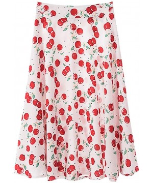 Baby Dolls & Chemises Womens A-Line Skirt Vintage Floral Printed High Waist Stretchy Casual Pleated Midi Skirts - Watermelon ...