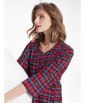 Nightgowns & Sleepshirts Women's Flannel Nightgown Plaid Cotton Sleepshirt Long Nightshirt Sleepwear - Red and Green Plaid - ...