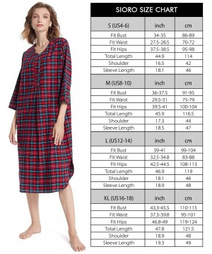 Nightgowns & Sleepshirts Women's Flannel Nightgown Plaid Cotton Sleepshirt Long Nightshirt Sleepwear - Red and Green Plaid - ...