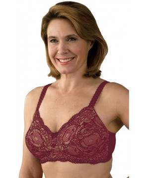 Bras Post Mastectomy Lace All Over Bra - Burgundy/Skin - CV114YX73LF