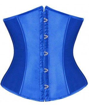 Bustiers & Corsets Women 26 Steel Boned Heavy Duty Waist Trainer Corset Shaper for Weight Loss - Blue - C018LQ8EHG4