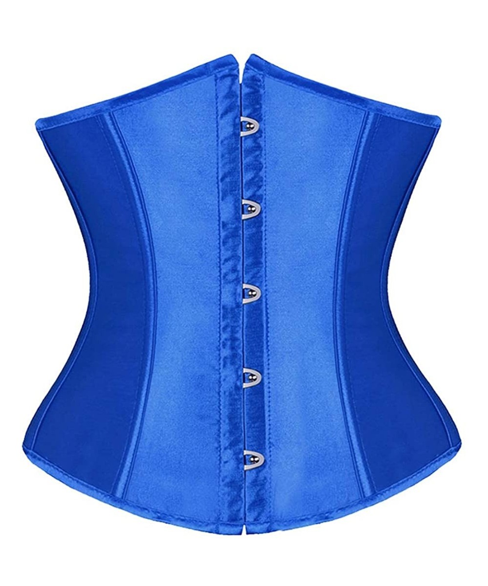 Bustiers & Corsets Women 26 Steel Boned Heavy Duty Waist Trainer Corset Shaper for Weight Loss - Blue - C018LQ8EHG4