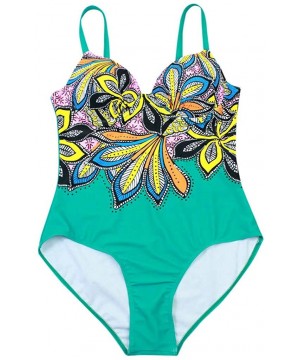 Shapewear Women's One-Piece Swimsuit Sexy Backless Print Swimsuit Beachwear High Waist Swimsuit Bikini - Green - CQ18SZXMSU2