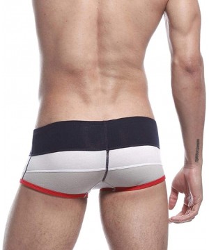 Boxer Briefs Men's Cotton Boxer Briefs Soft Breathable Color Stripe Boxer Underpants Underwear - White - C518H97S0ND