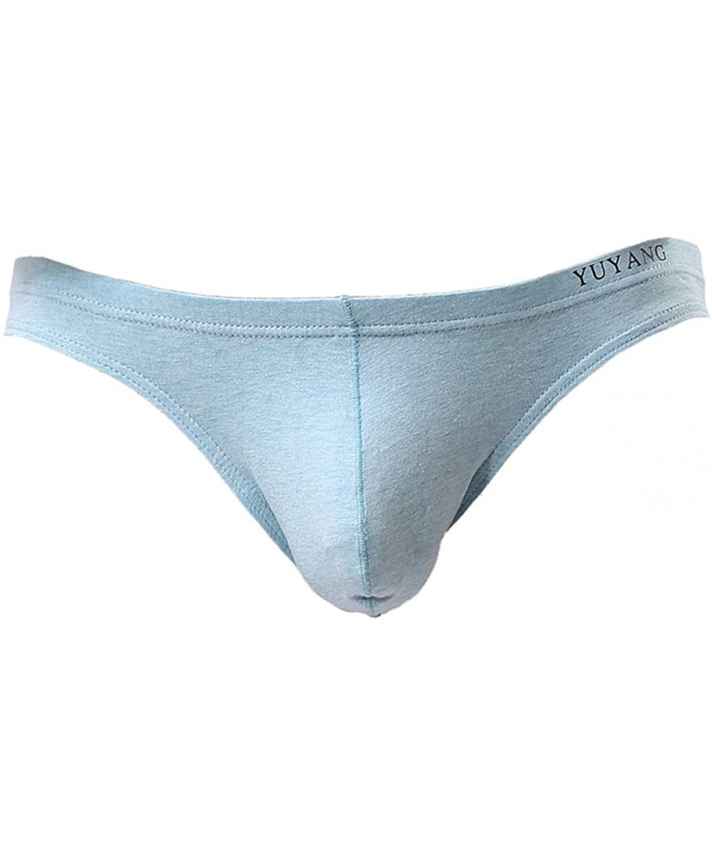 Briefs Mens Cotton Briefs Wide Belt Low Waist Pouch Underwear - Blue - C418C06WKWS