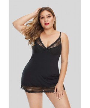 Robes Women's Plus Size Lace Babydoll Chemise Lingerie Dress Sleepwear - Black 31231 - CJ1976Y3MQ5