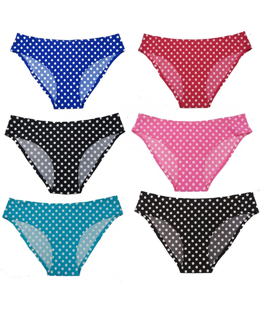 Panties Women 6 Pack Polka Dot Print Laser Cut No Show Panties (L- Style C) - CB12FCJ0DTD