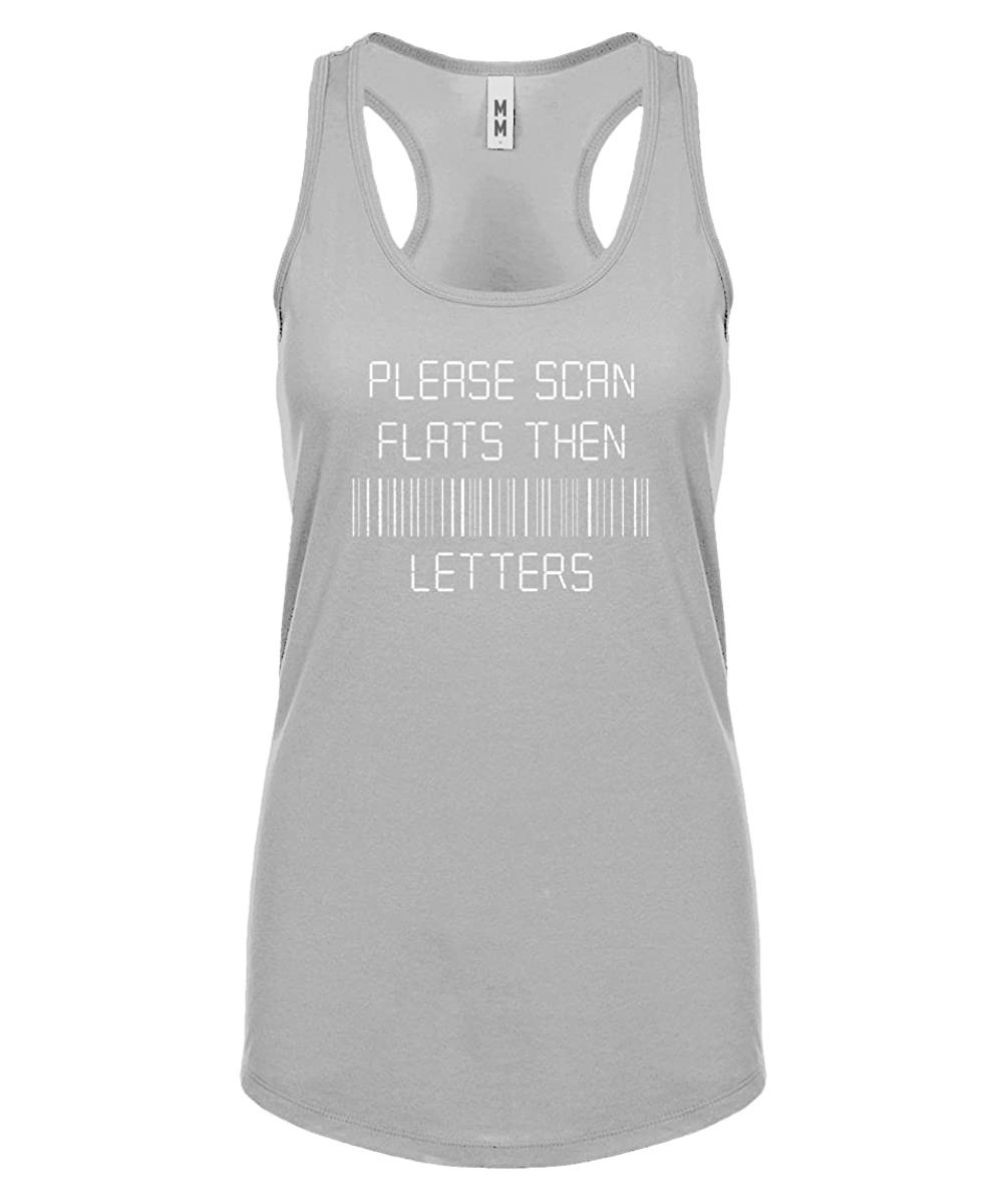 Camisoles & Tanks Please Scan Flats Then Letters Womens Racerback Tank Top - Heather Grey - CD17YXYDYWN