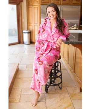 Robes Womens Winter Soft Plush Long Sleeve Hooded Bath Lounge Robe - Long_pink Robe Donuts - CV18HSKKYU8