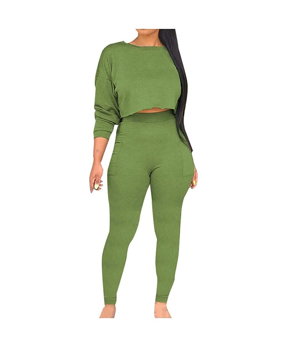 Sets Tracksuit Sweatshirt Pants Sets Women 2Pcs Sports Long Sleeve Casual Suit - Green 02 - CW1982ZZLNS