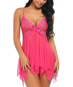 Baby Dolls & Chemises Lace Lingerie Sleepwear Chemises V-Neck Full Slip Babydoll Nightgown Dress Nightdress Nightwear Lingeri...