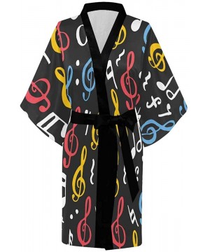 Robes Custom Fire Musical Note Stripe Women Kimono Robes Beach Cover Up for Parties Wedding (XS-2XL) - Multi 4 - CF194S30WRW