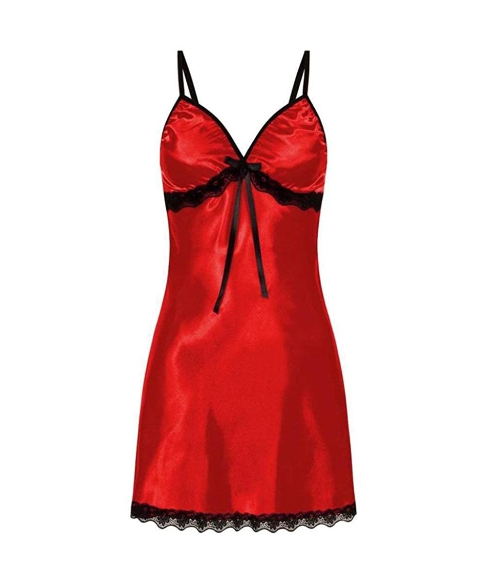 Baby Dolls & Chemises Women Sexy Lingerie Lace Bra V-Neck Underwear Sleepwear Sets Babydoll Sexy Chemise Nightgowns Bridal Ni...