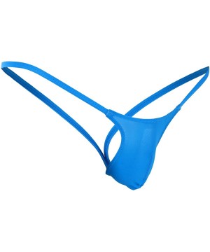 G-Strings & Thongs Men's Low Rise Sexy T-Back Jockstrap Open Back G-Strings Bikini Thongs Underwear - Blue - C818SCZH067