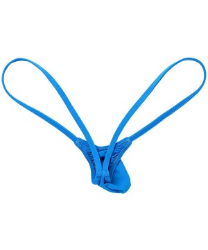 G-Strings & Thongs Men's Low Rise Sexy T-Back Jockstrap Open Back G-Strings Bikini Thongs Underwear - Blue - C818SCZH067