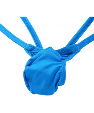 G-Strings & Thongs Men's Low Rise Sexy T-Back Jockstrap Open Back G-Strings Bikini Thongs Underwear - Blue - C818SCZH067