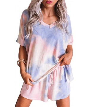 Sets Womens Tie Dye Pajamas Set- 2 Piece Printed Tee and Shorts Loungewear Short Sleeve Sleepwear Set - 4 - CI190WSIYGE