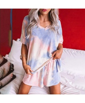 Sets Womens Tie Dye Pajamas Set- 2 Piece Printed Tee and Shorts Loungewear Short Sleeve Sleepwear Set - 4 - CI190WSIYGE