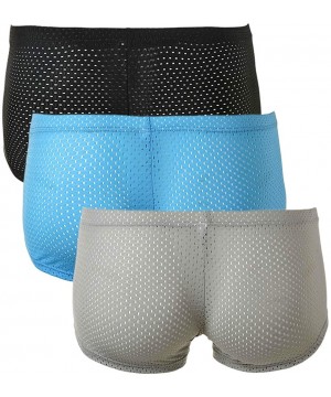 Boxer Briefs Men's Sexy Mesh Underwear Boxer Shorts Low Waist See-Through Sheer Swim Trunks Swimwear - Ba+bu+gr - C518YEWMOSM