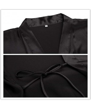 Robes Women's Satin Kimono Robes Short Wedding Bathrobes Bridal Party Dressing Gown - Black - CP18SLUOOEU