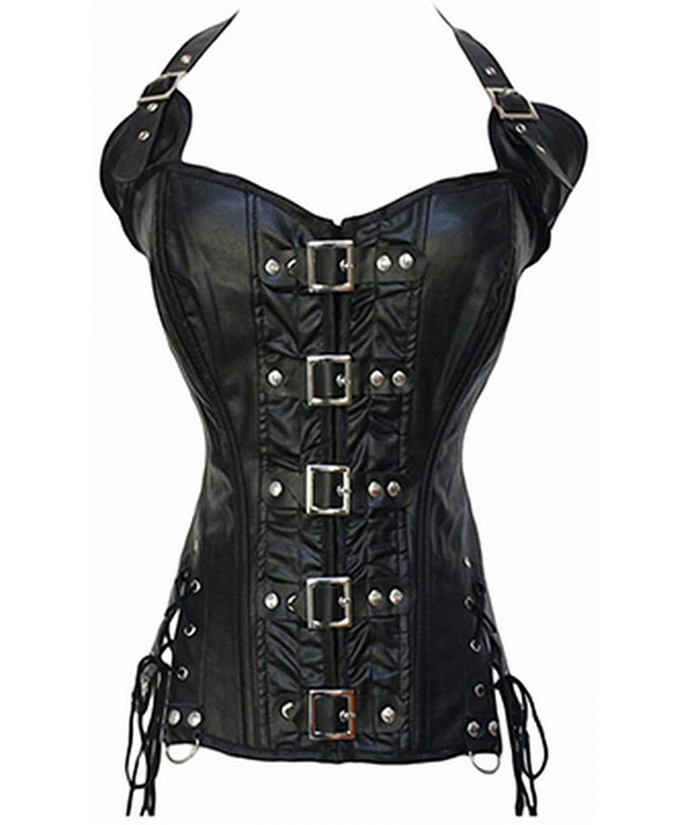 Bustiers & Corsets Steampunk Steel Boned Lace Up Back Sexy Body Bustier Overbust Corset Women Waist Cincher Corsets Black - L...